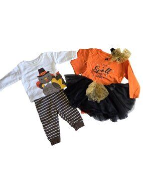 Carters Baby Thanksgiving & Halloween Outfits Newborn & 9M Turkey & Tutu Cotton